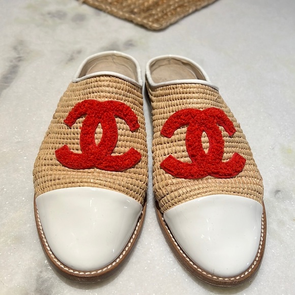 CHANEL | Shoes | Chanel Raffia Slides | Poshmark